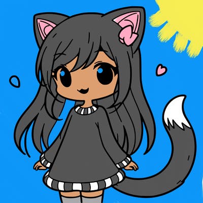 girl with cat ears and tail