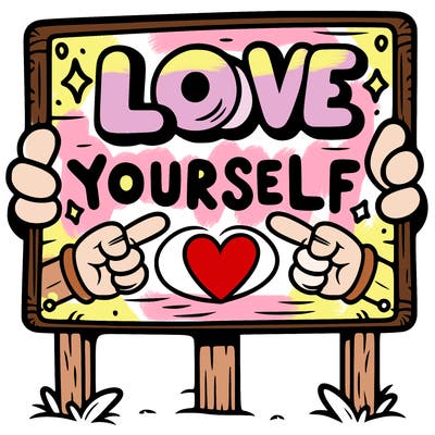 a sign where it is written: love yourself