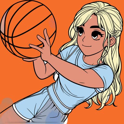 realistic girl playing basketball
