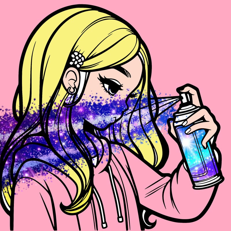 a realistic girl spray painting