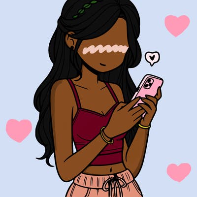 girl with crop top texting on her phone