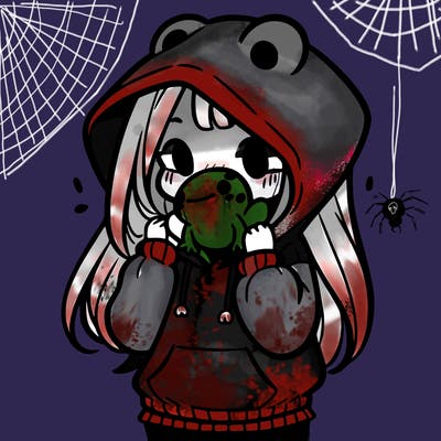 a girl holding a froggy hoodie