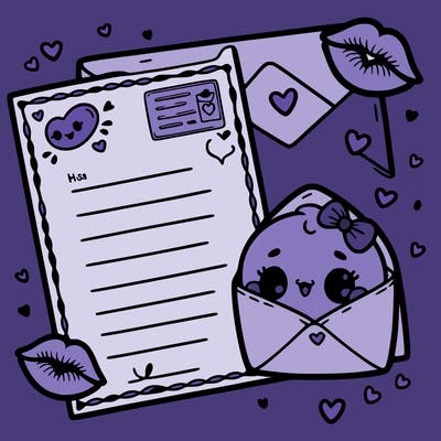 letter card, and kisses, for valentine day