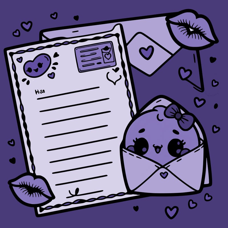 letter card, and kisses, for valentine day