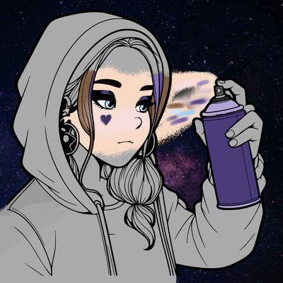 a realistic girl, spray painting