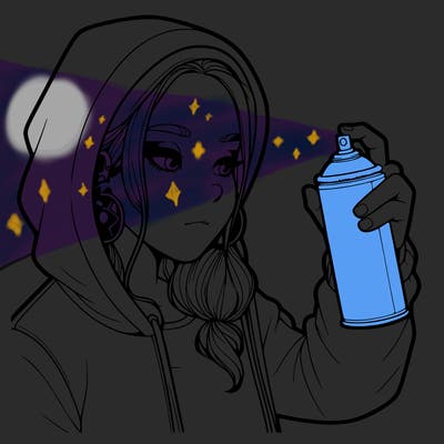 a realistic girl, spray painting