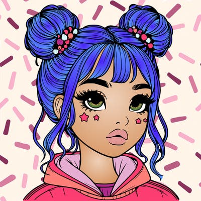 realistic girl with space buns
