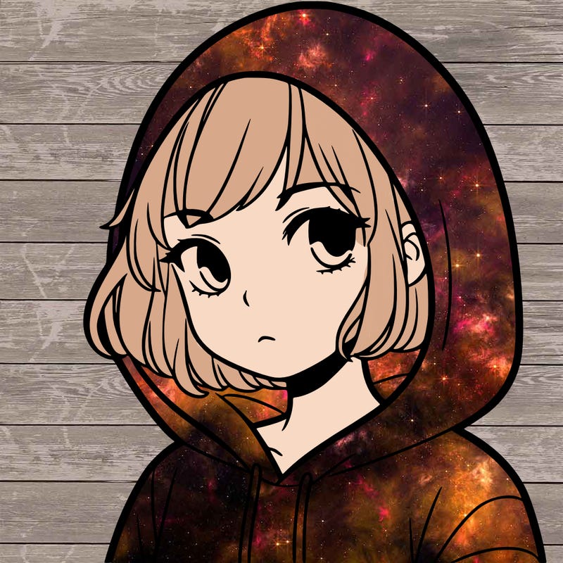 girl with short hair in hoodie