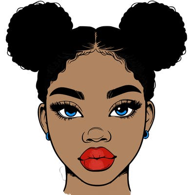 realistic black woman with two buns
