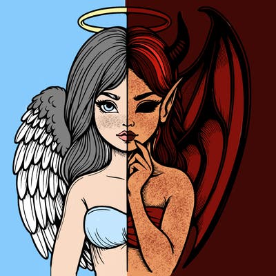 realistic angel half demon