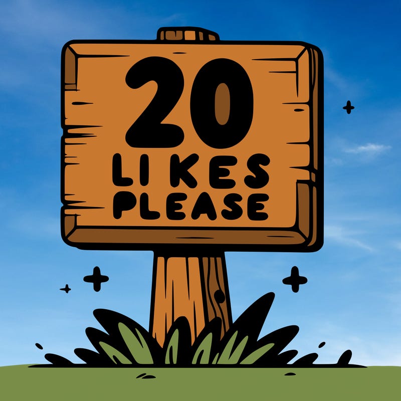 sign that says 20 likes please