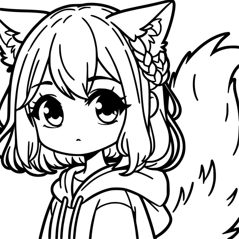 a girl with wolf ears and tail