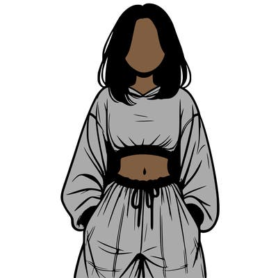 realistic girl faceless with baggy pants and a crop top