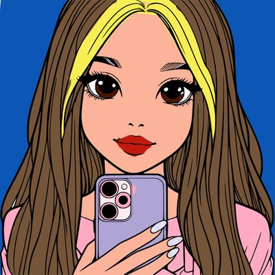 realistic girl with a phone