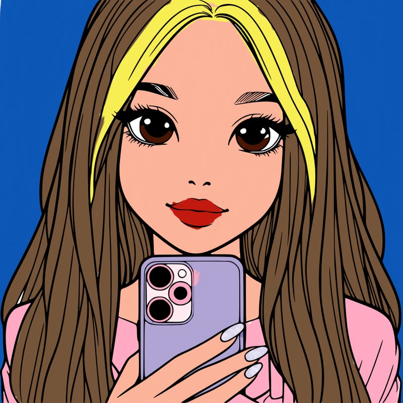 realistic girl with a phone