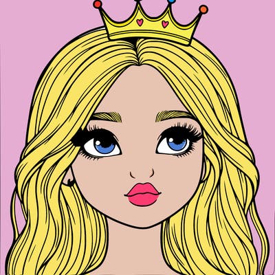 a realistic girl with a crown on