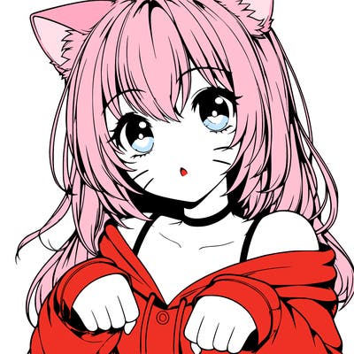 realistic anime cat girl