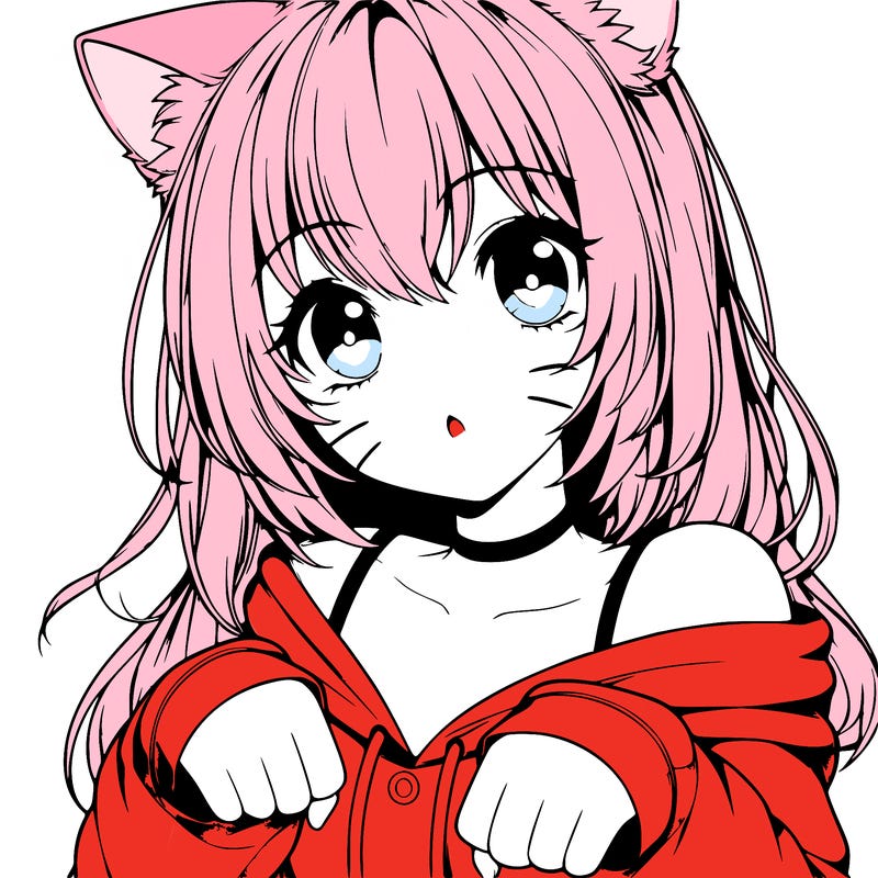 realistic anime cat girl