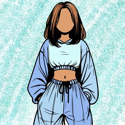 realistic girl faceless with baggy pants and a crop top