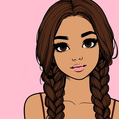 realistic girl with braids