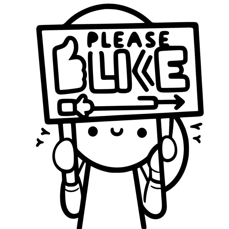person holding sign that says please like