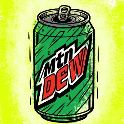 a can that says mtn dew