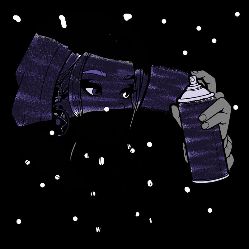 a realistic girl, spray painting