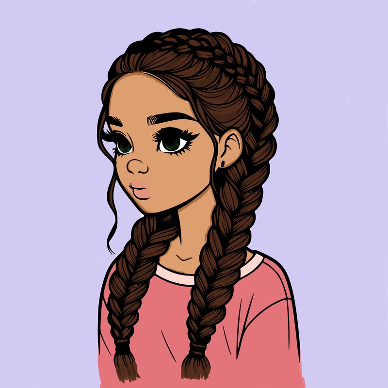 realistic girl with braids