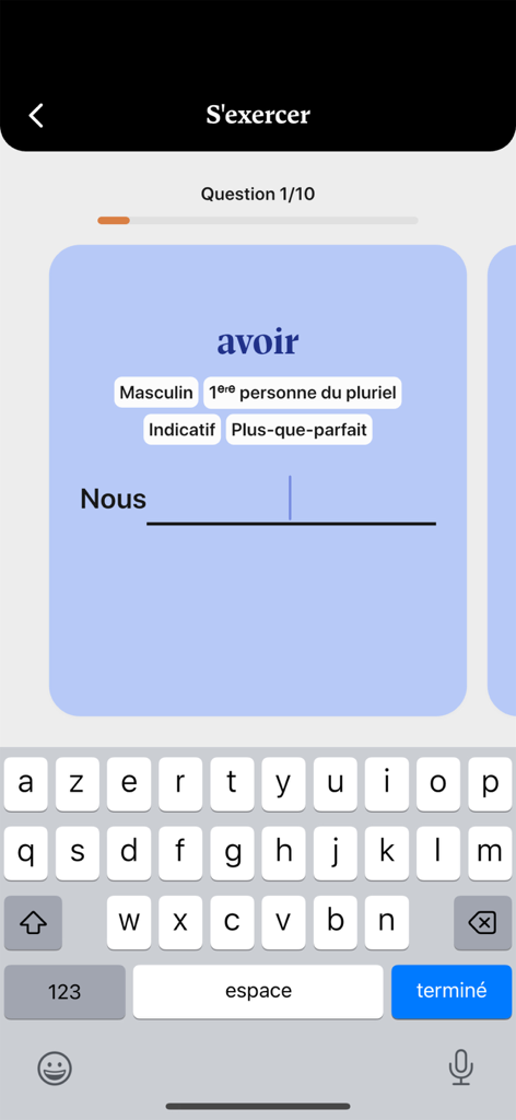 French conjugation! - Ejercicio de conjugación para el verbo francés avoir en el tiempo pluscuamperfecto.