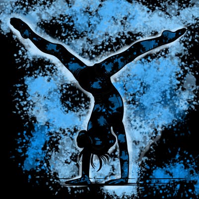 realistic gymnastic hand stand girl in four splits