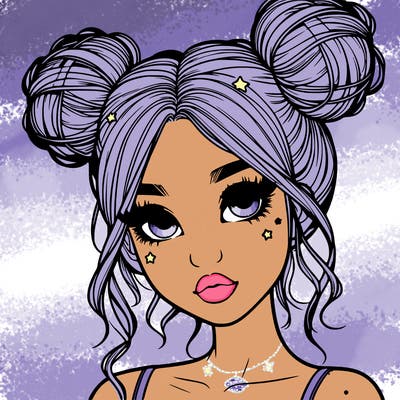 realistic girl with space buns