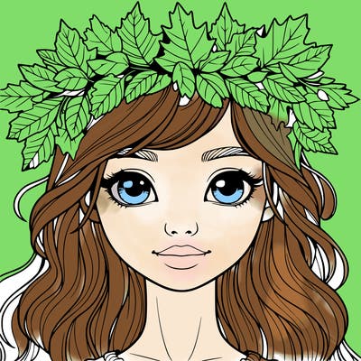 realistic girl with fall leaf crown