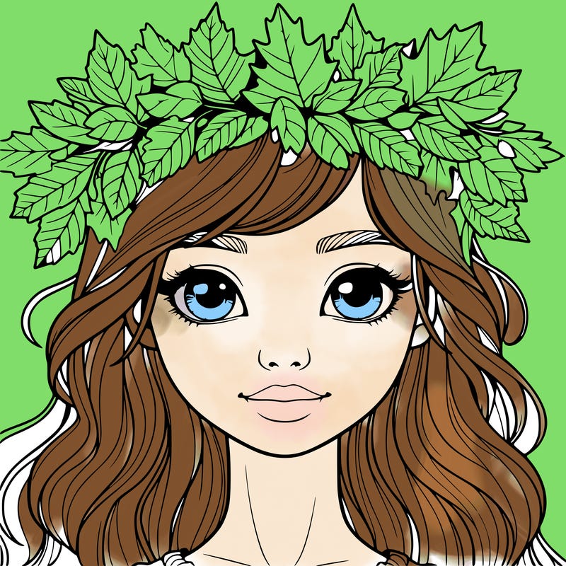 realistic girl with fall leaf crown