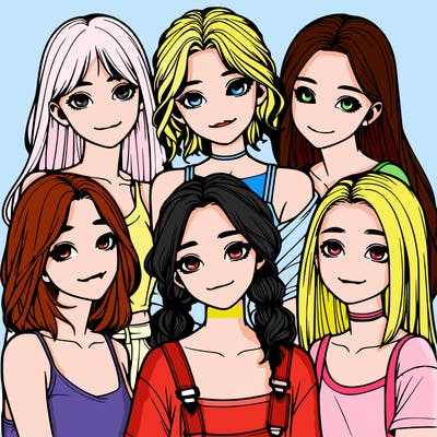 a group of girls realistic