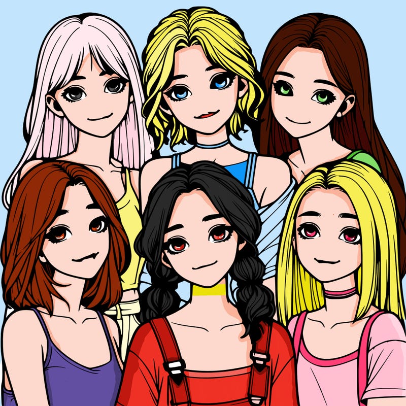 a group of girls realistic