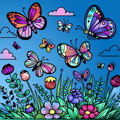 wild butterflies in the meadow