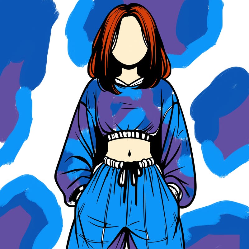 realistic girl faceless with baggy pants and a crop top