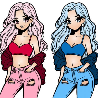 pretty girl with crop top and jeans