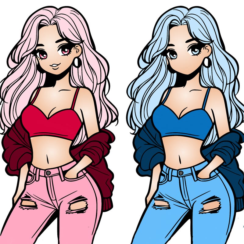 pretty girl with crop top and jeans