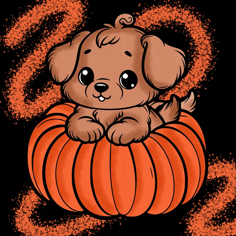 cute little puppy in a pumpkin
