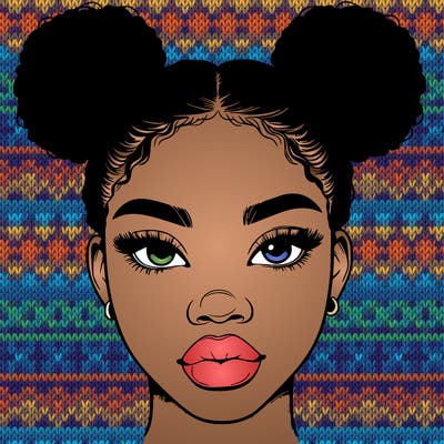 realistic black woman with two buns