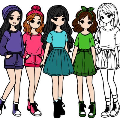 a group of five girls