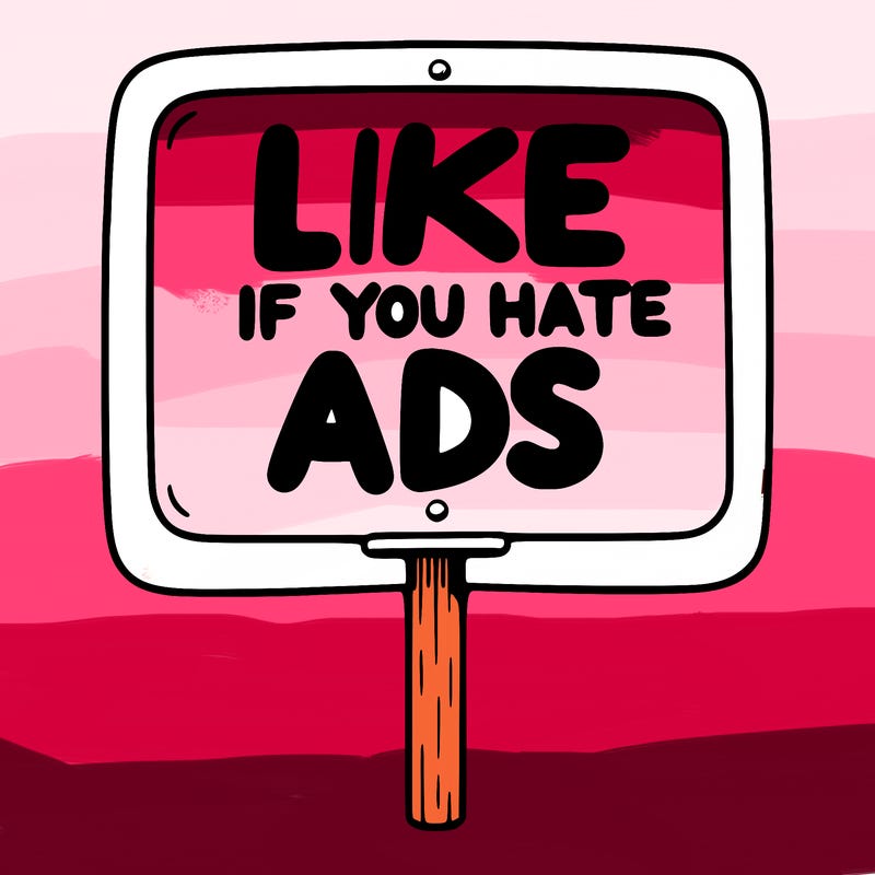 a sign that says like if you hate ads