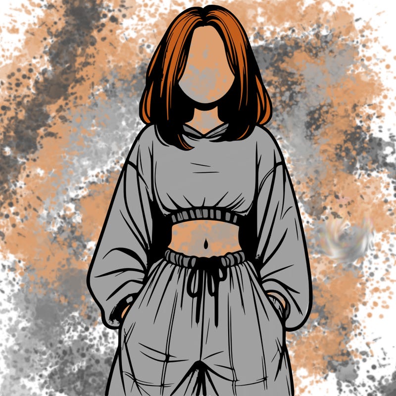 realistic girl faceless with baggy pants and a crop top