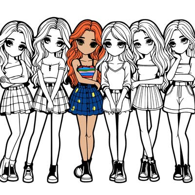 a group of girls realistic