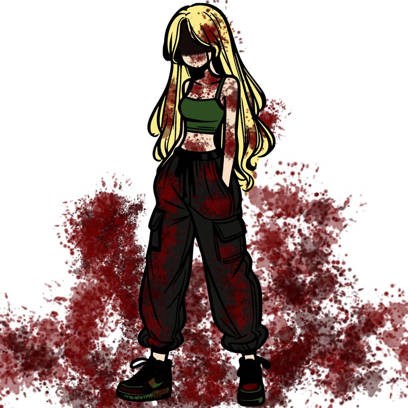 girl in baggy pants crop top and long hair