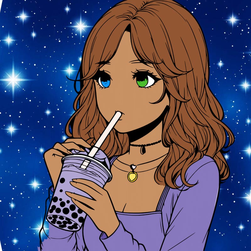 realistic girl drinking boba tea