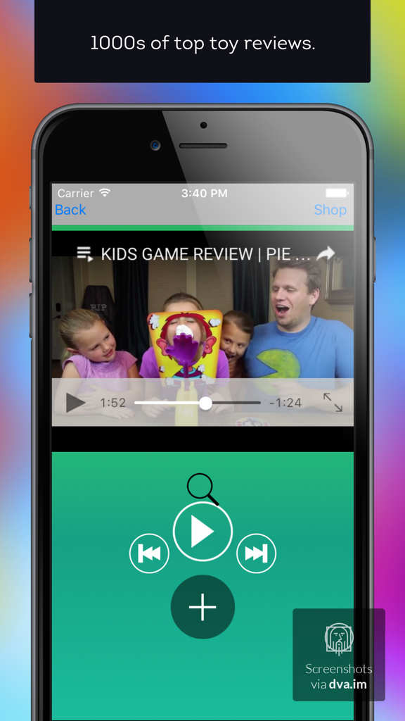 Smartphone display of a kids game video review on the Toy Reviews Source app