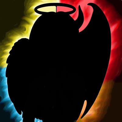 realistic angel half demon