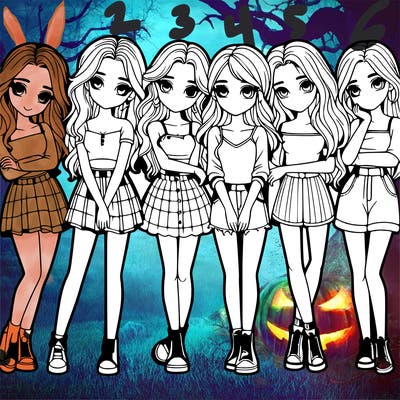a group of girls realistic